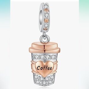 Blinged Coffee silver charm for your Pandora bracelet